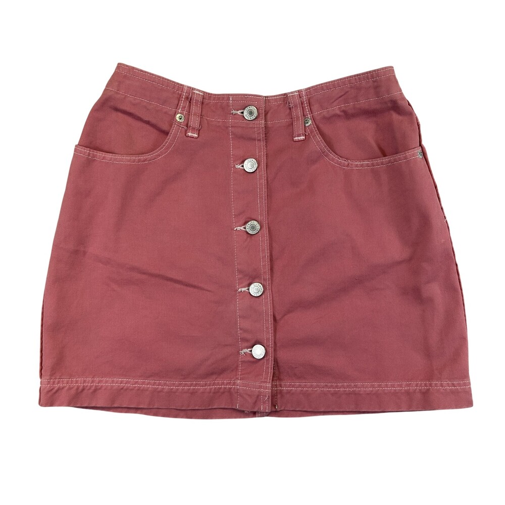 Vintage Gap Denim Skirt Womens 6 Pink Button Front Mini 5-Pocket Casual Y2K 90s